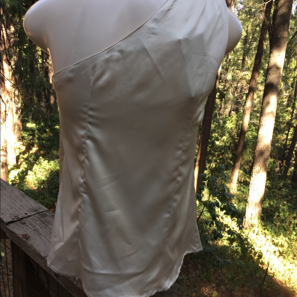 Black Label ruched one shoulder creamy silk camisole, one shoulder top - Picture 9 of 9